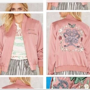 Nasty gal collection satin bomber jacket pink sz s